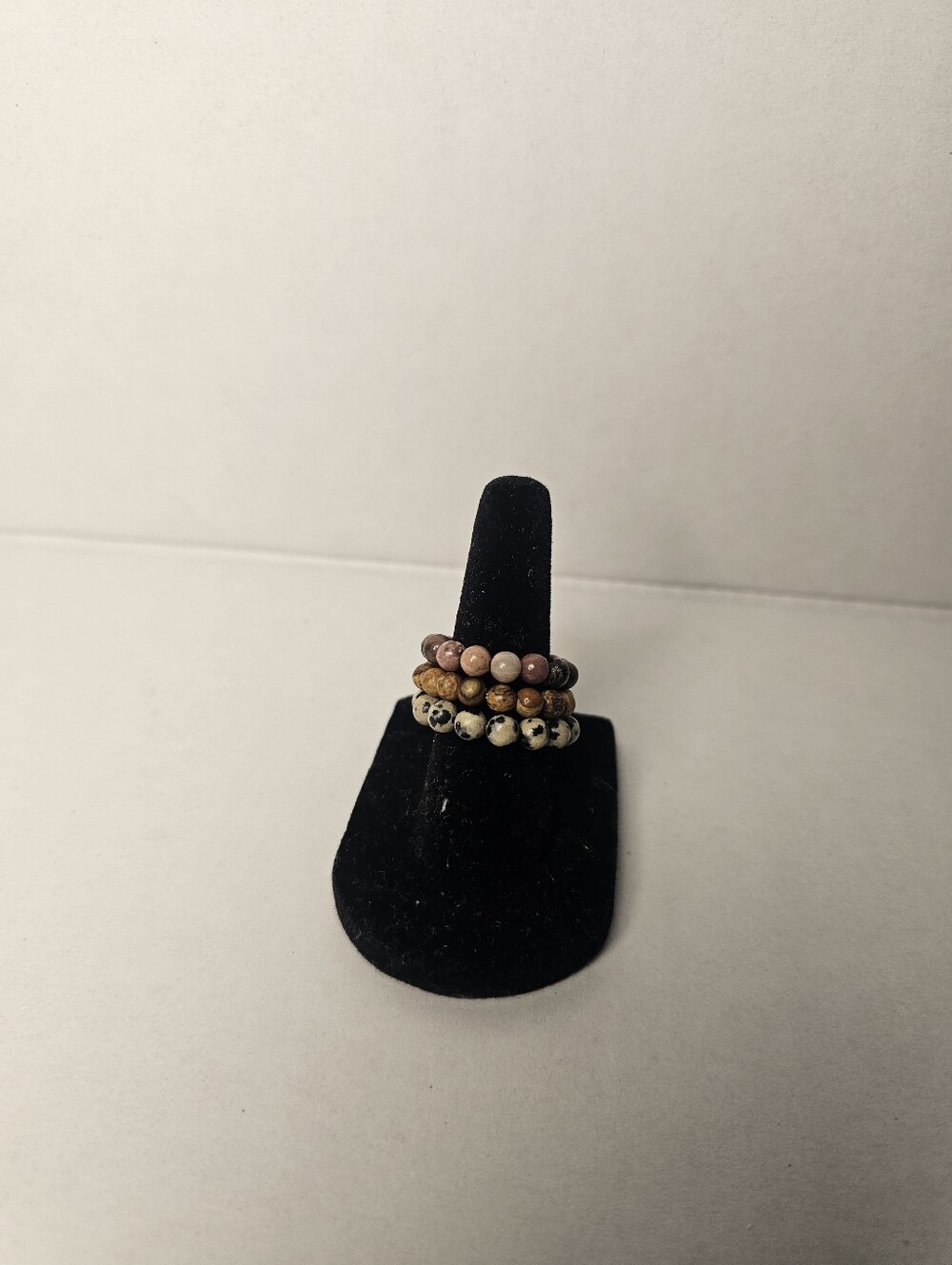 Natural Stone Beaded Stretch Ring Set Dalamation, Tigers Eye